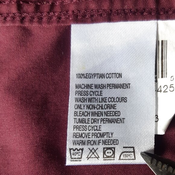 Black Brown 1826 SZ M Slim Fit Burgundy Men's Button Up Egyptian Cotton Shirt - Picture 9 of 13